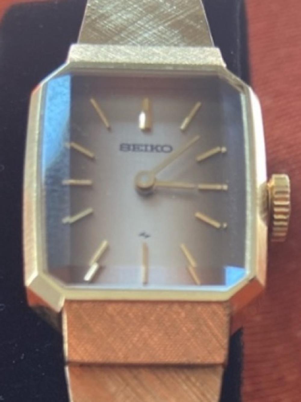 Seiko Women’s Gold-Tone Rectangular Bracelet Watch